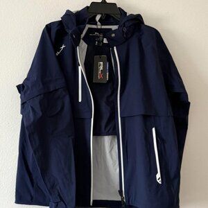 RLX Ralph Lauren Golf Jacket Waterproof Removable Sleeves Navy Large MSRP $398